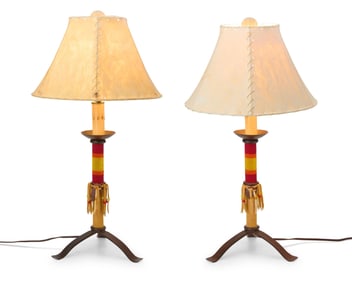 A pair of Southwest-style beaded table lamps