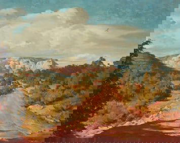 George Rozen (1895-1973), Wagon on a road through a Desert landscape