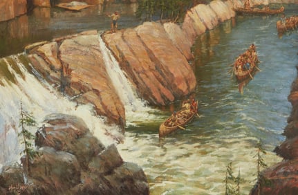 Frank Hagel (b. 1932), "Scouting a Portage Route," 1990