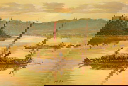 Frank D. Hagel (b. 1932), "Sunset on the Missouri," 1992