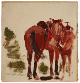 Edgar Alwin Payne (1883-1947), Study for two saddled ponies
