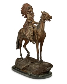 After Carl Kauba (1865-1922, Austrian), "Mounted Indian Chief"