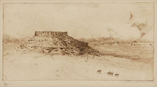 Edward Borein (1872-1945), "Black Mesa New Mexico"