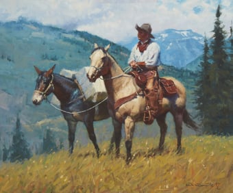 Antonio Di Donato (20th/21st century), Cowboy and pack mule in the high country