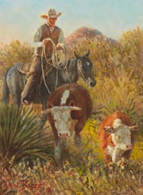 Wayne Baize (b. 1943), "Through Brush and Cactus"
