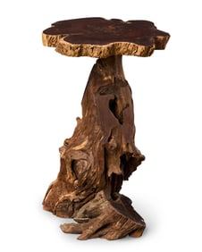 A natural burlwood pedestal