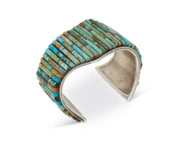 A Southwest sterling silver and turquoise cuff bracelet