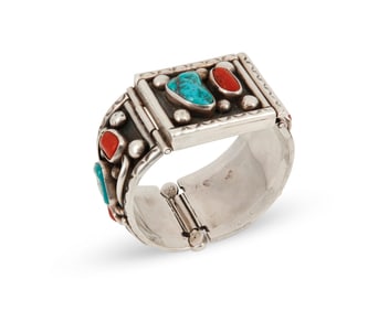 A Southwest sterling silver and stone set bracelet