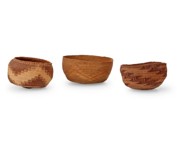 Three Native American baskets