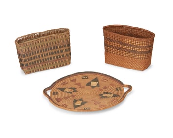 Three Northwest Coast basketry items