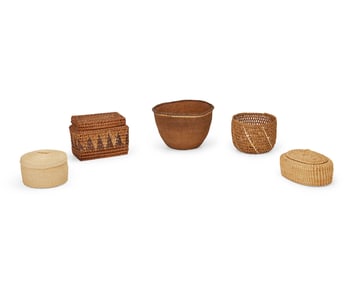 A group of Northwest Coast baskets