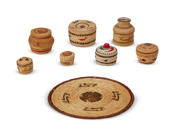 A group of Northwest Coast baskets