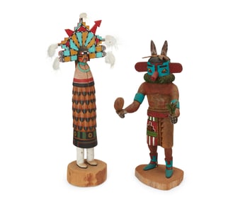 Two Hopi polychrome katsina figures