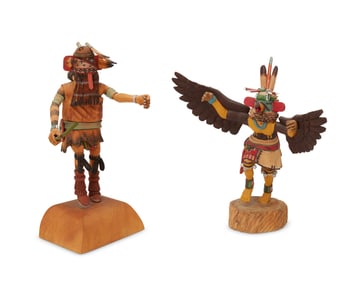 Two Hopi polychrome katsina figures