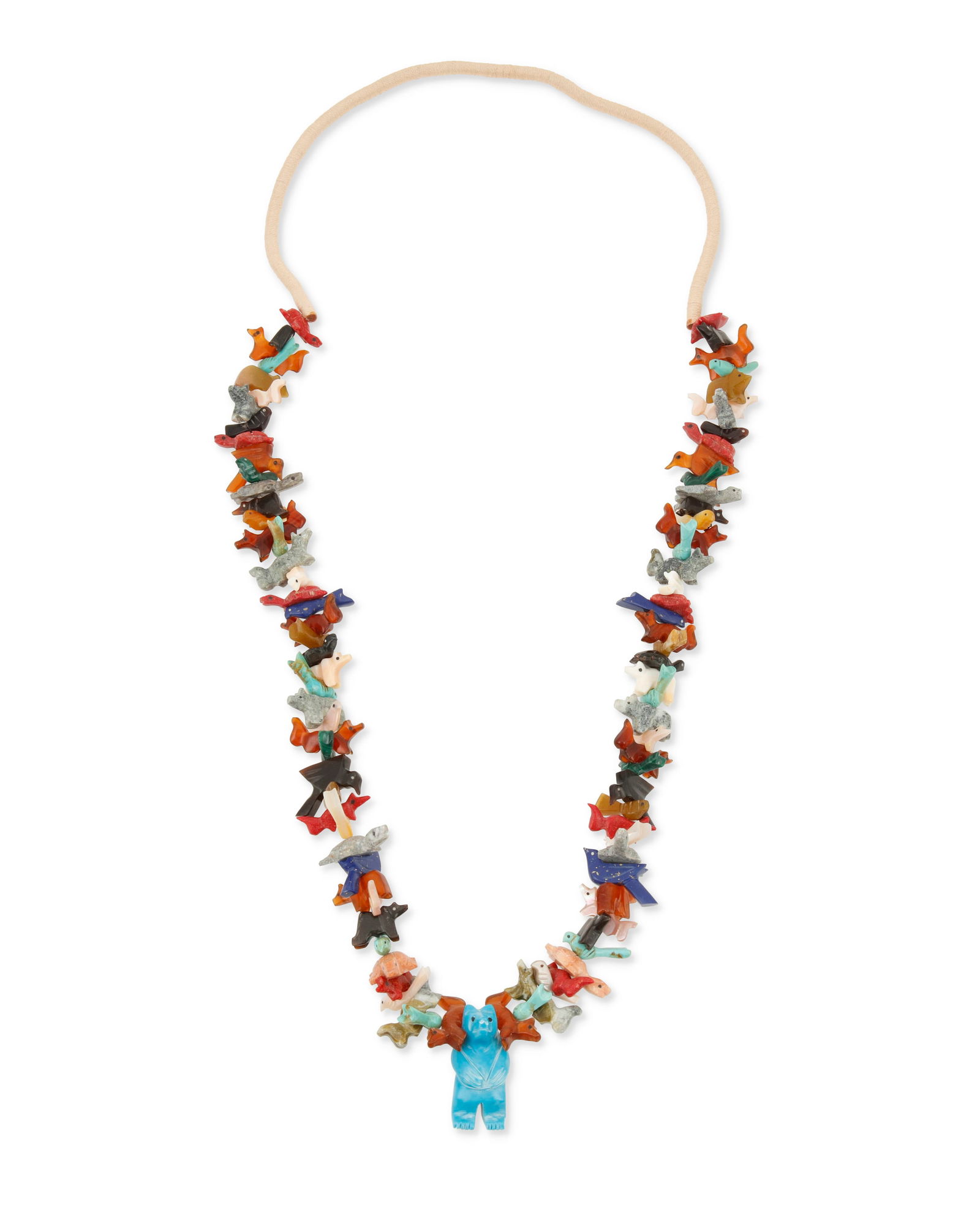 A Zuni Pueblo-style carved multistone stacked fetish necklace (1 of 3)