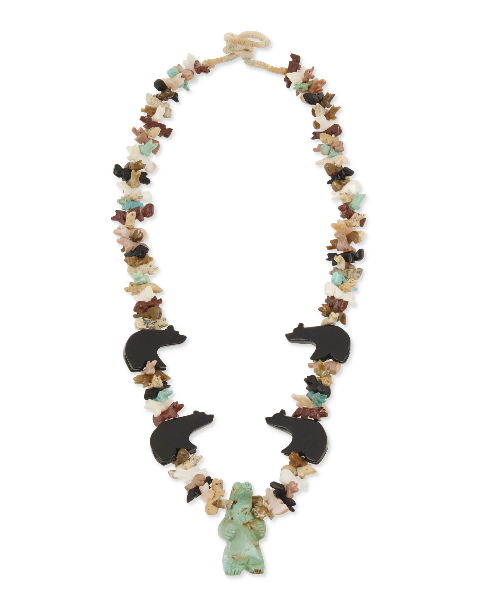 A Zuni Pueblo-style carved multistone stacked fetish necklace (1 of 3)