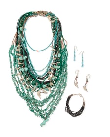 A large group of Southwest turquoise and stone bead jewelry