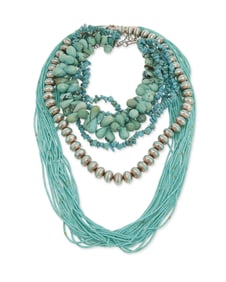 A group of Southwest silver and turquoise necklaces