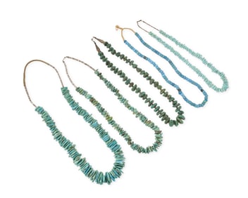 A group of Southwest turquoise and trade bead necklaces