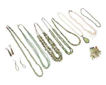 A group of Southwest turquoise and shell jewelry