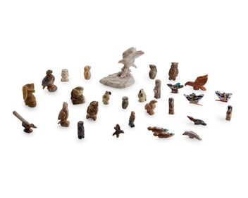 A group of Zuni carved stone bird fetish figures