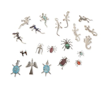 A large group of Southwest-style animal and insect jewelry
