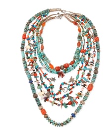 A group of Southwest turquoise and stone necklaces