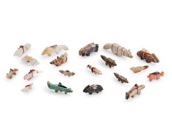 A group of Zuni carved animal figures