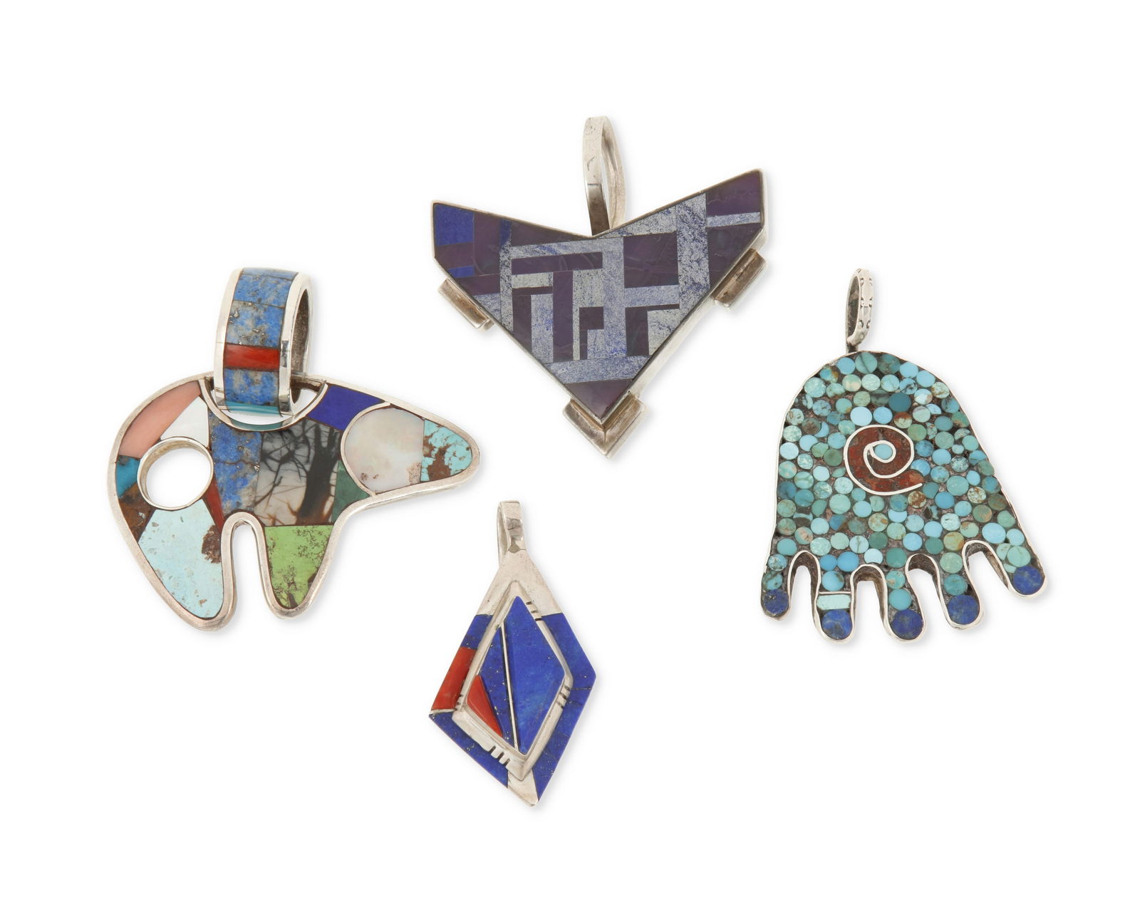 A group of Southwest sterling silver and stone pendants (1 of 2)