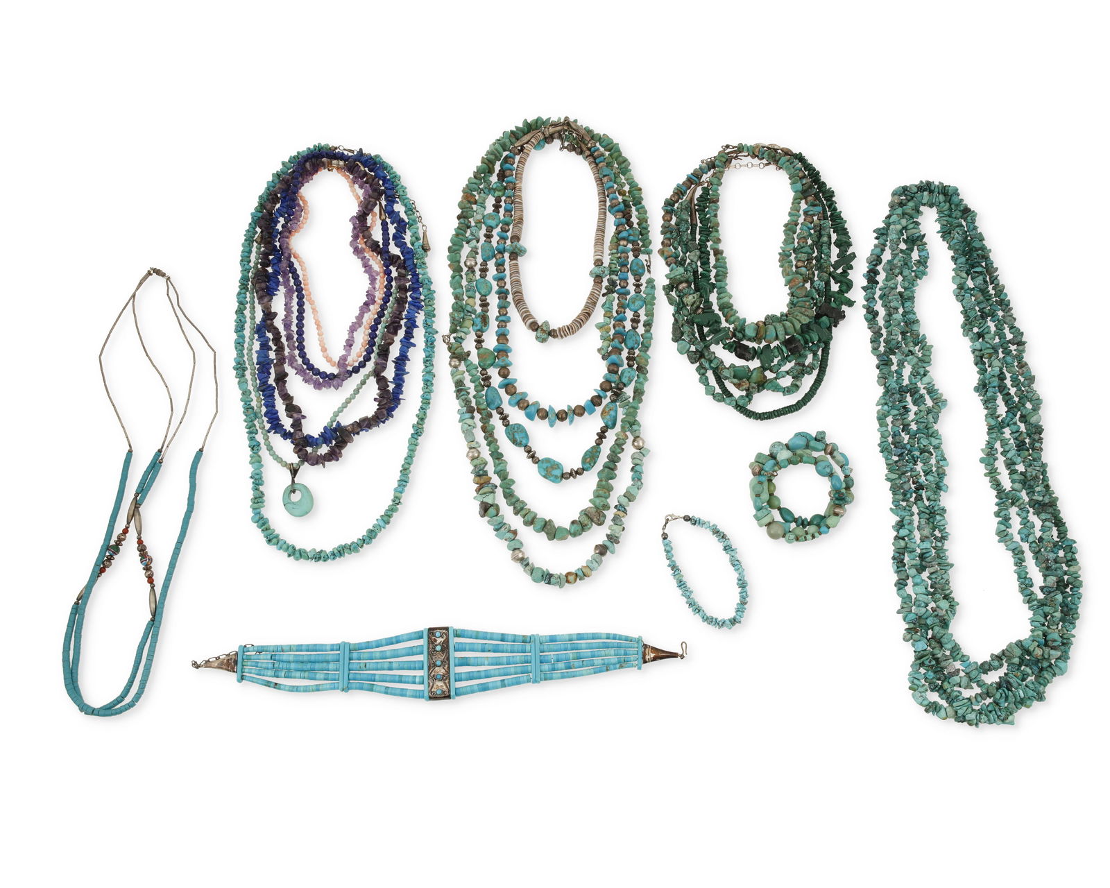 A large group of Southwest-style turquoise and stone bead jewelry (1 of 3)