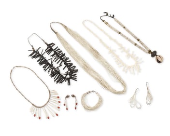 A group of Southwest-style silver and shell jewelry