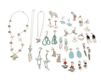 A large group of Southwest-style silver and stone jewelry