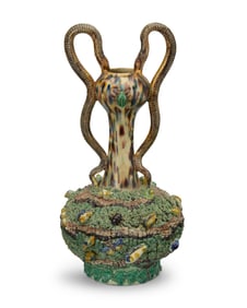 A Palissy-style zoomorphic pottery vase