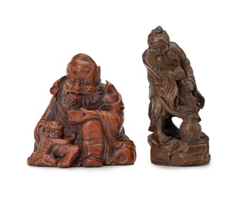 Two Asian carved wood figures