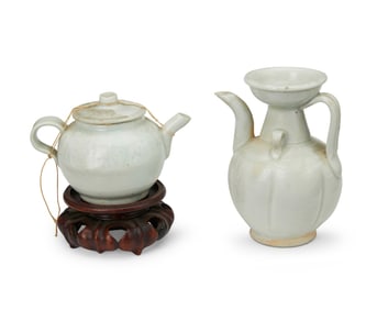 A Chinese yingqing-glazed porcelain pitcher and teapot