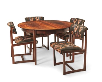 A Modern rosewood dining set