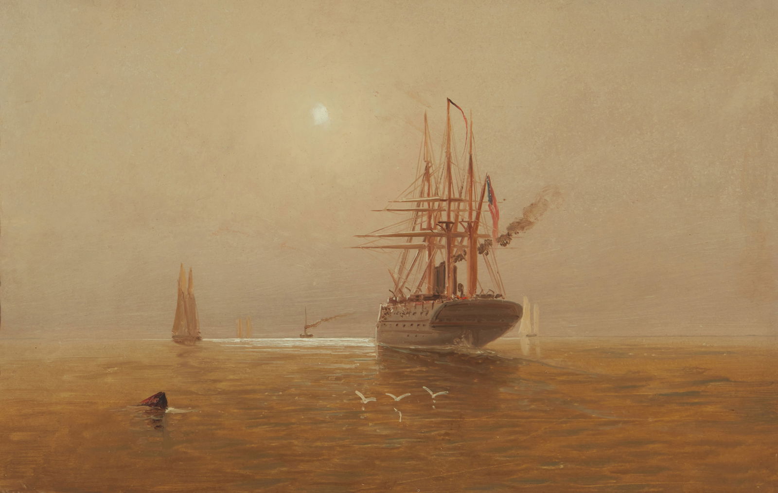 Alexander Charles Stuart (1831-1898), "A Foggy Morning": Alexander Charles Stuart(1831-1898)"A Foggy Morning"Oil on panelSigned lower left: Stuart; titled on the frame plaque12" H x 18" W Provenance:Sanchez & Miller, New York, NY