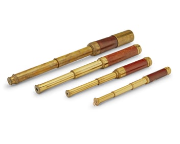 Four brass and mahogany nautical telescopes