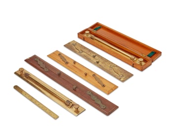 Six nautical navigating rulers