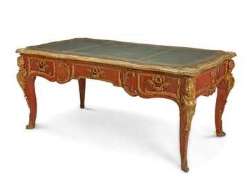 A Regence-style mahogany bureau plat