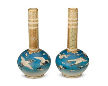 A pair of Satsuma pottery vases