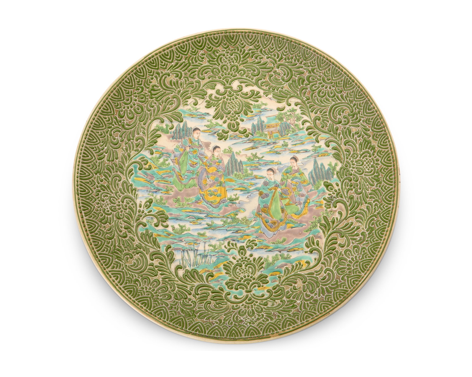 A Japanese ceramic charger with moriage decoration (1 of 4)