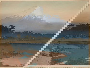 Hiroshi Yoshida (1876-1950), "Fujiyama -- First Light of the Sun," from the "Ten Views of Mount
