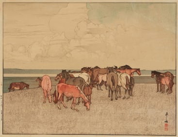 Hiroshi Yoshida (1876-1950), "Numazaki Pasture," 1928