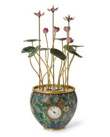 A Chinese cloisonne zimingzhong automaton clock