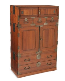A Japanese tansu stacking chest
