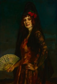 Adolf Brougier (1870-1926), Spanish dancer with fan