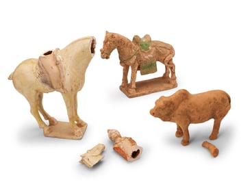 Three Chinese glazed pottery figures