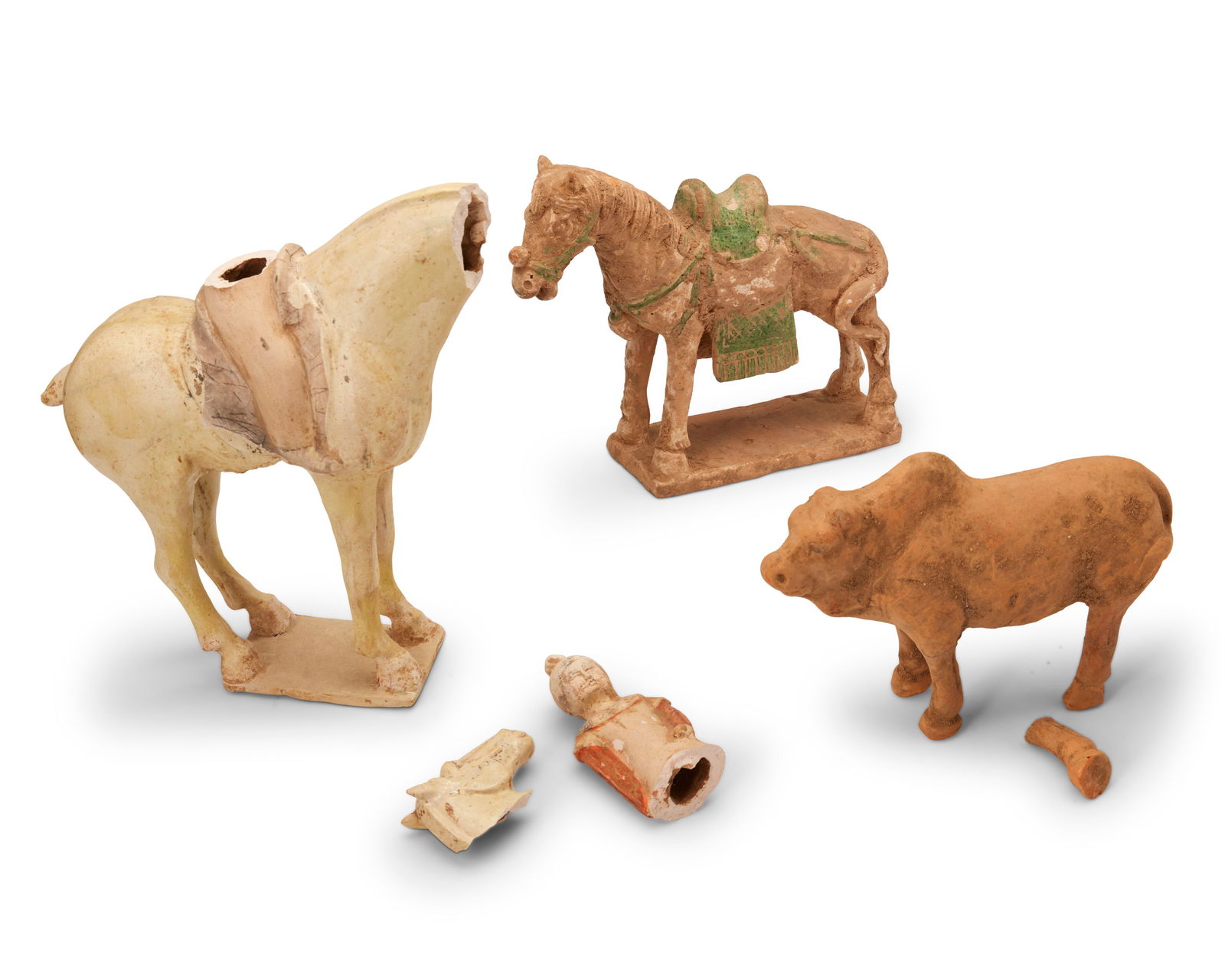 Three Chinese glazed pottery figures (1 of 5)