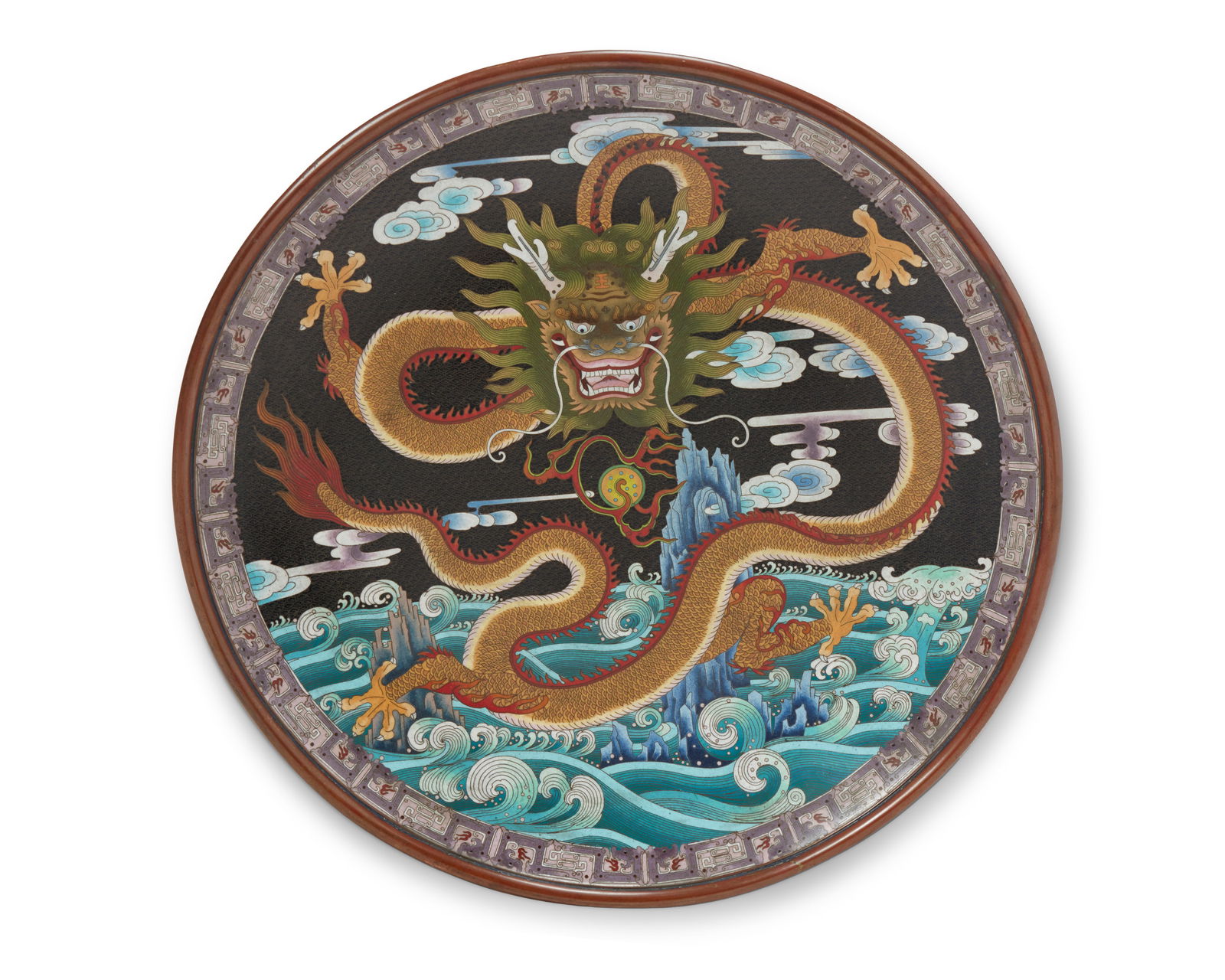 A Chinese cloisonne charger (1 of 4)